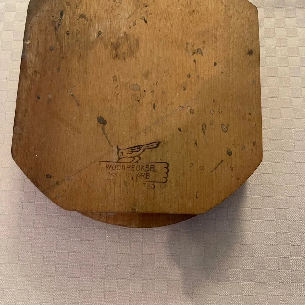 Woodpecker Woodware vintage wooden hinged hamburger press.